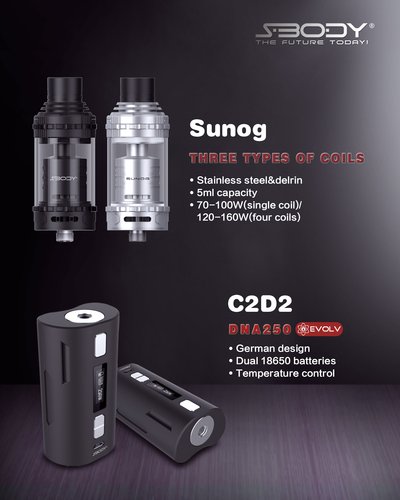 Shenzhen S-Body Electronics Technologyが新型アトマイザー、バッテリーモジュールを発売