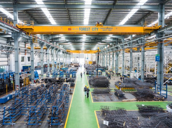 The prefabricated construction facility in Forest City