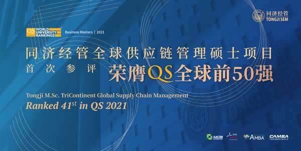 同済大學のM.Sc. TriContinent Global Supply Chain ManagementがQS ランキングで上位50位入り